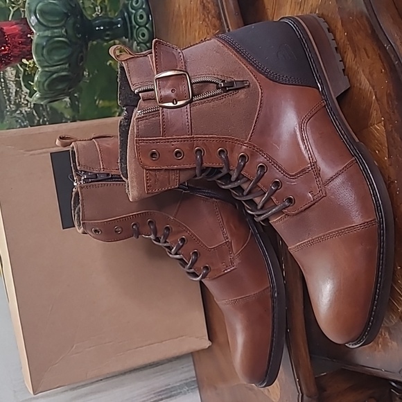 New in box! Bull Boxer 45 Mens 11.5 leather chukka lace up ankle boots cognac main image 9